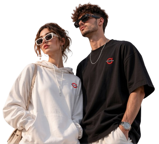 Two people wearing Obaid Group branded fashion